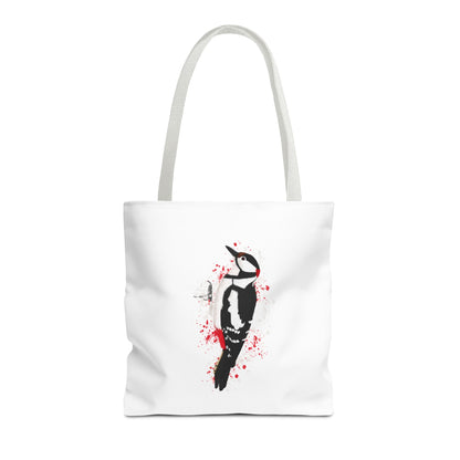 Buntspecht Tragetasche 40x40cm Vogel Tasche Weiß für Vogelbeobachter