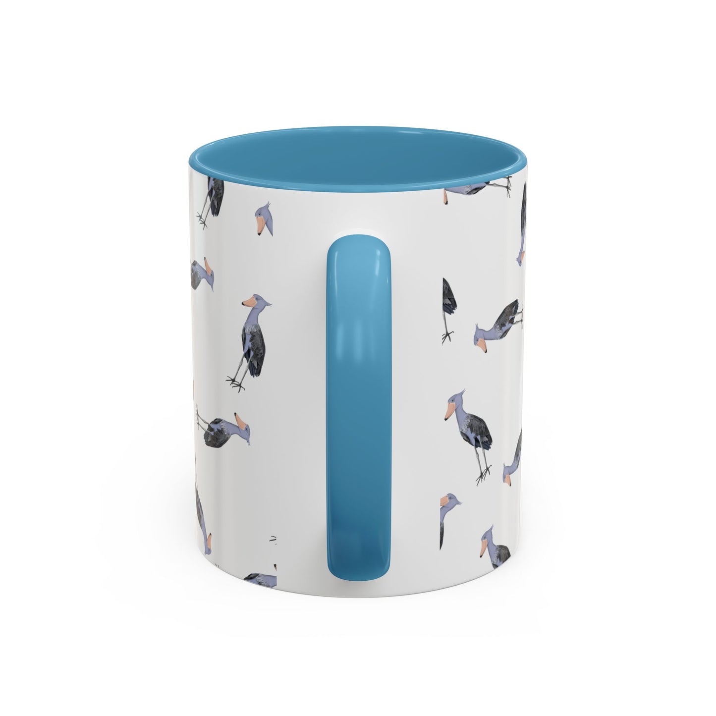 Schuhschnabel Tasse mit Streumuster | Vogelmotiv Kaffeebecher für Vogelbeobachter & Naturfreunde on Accent Coffee Mug background