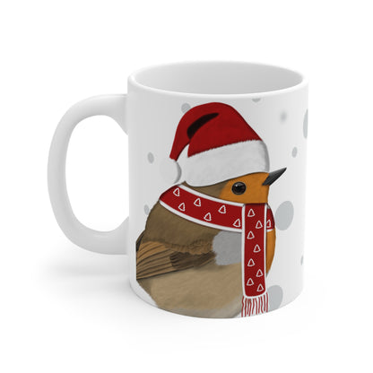 Rotkehlchen als Weihnachtsmann Vogel Tasse