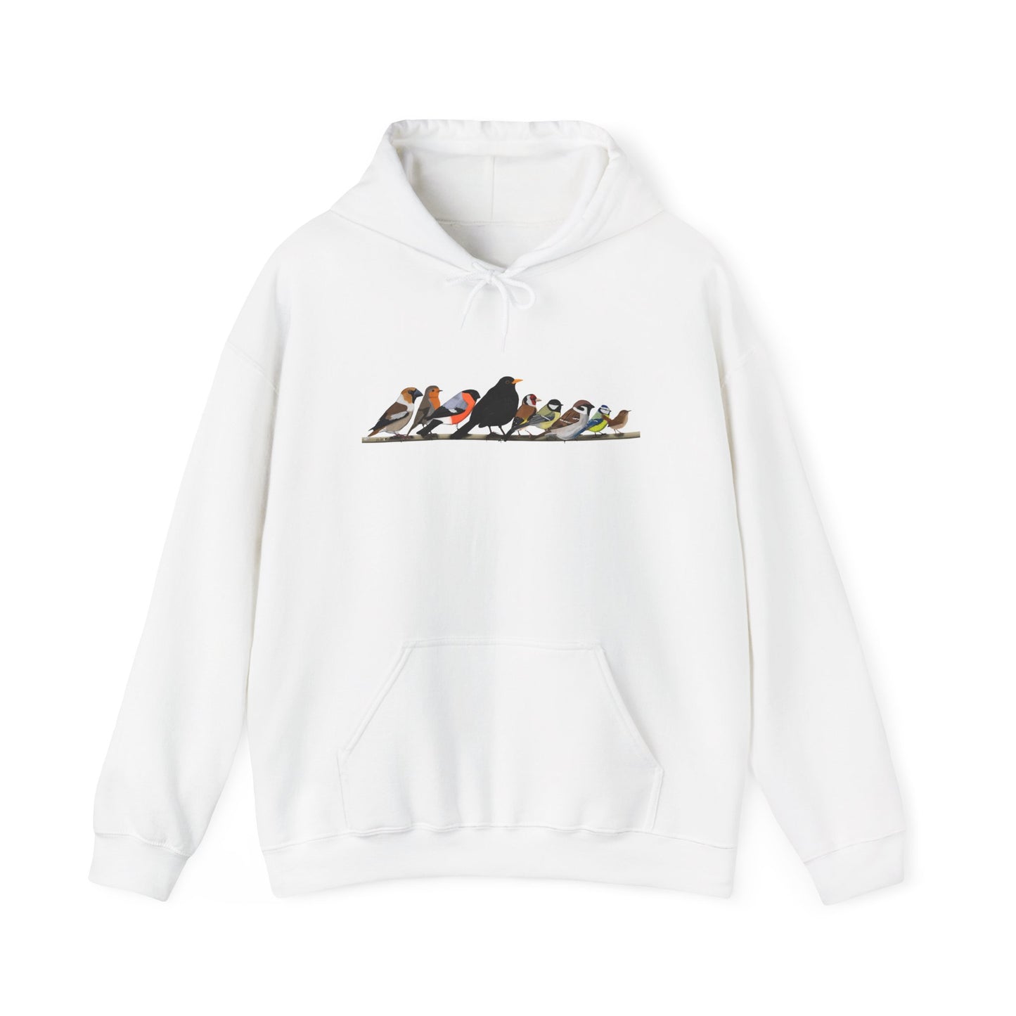 Vögel auf einem Ast Hoodie - Amsel Rotkehlchen Kohlmeise Stieglitz Kapuzenpullover für Vogelbeobachter & Naturliebhaber