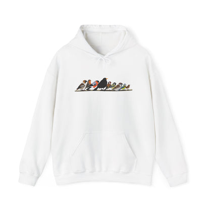 Vögel auf einem Ast Hoodie - Amsel Rotkehlchen Kohlmeise Stieglitz Kapuzenpullover für Vogelbeobachter & Naturliebhaber