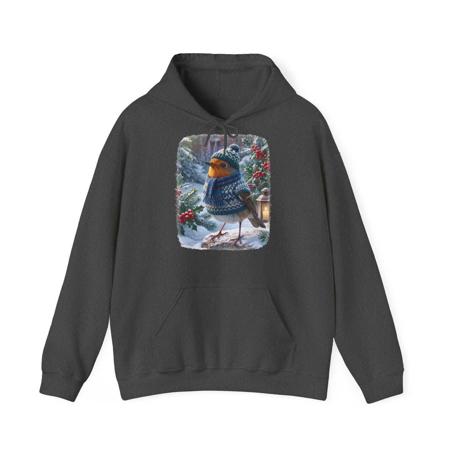 Premium Hoodie Rosi Rotkehlchen im kuscheligen Winter-Outfit