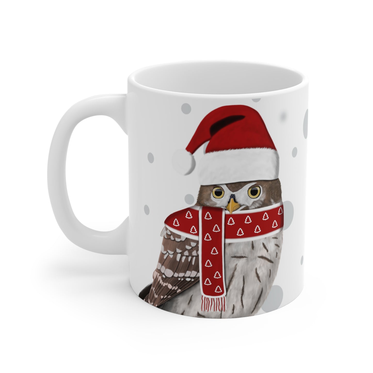 Eule als Weihnachtsmann Vogel Tasse