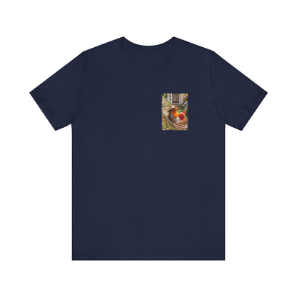 Rosi Rotkehlchen T-Shirt in der Hängematte für Vogelbeobachter und Gartenfreunde