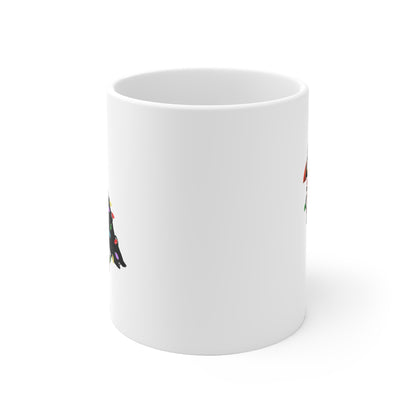 Papageitaucher Tasse Vogel als Weihnachtsmann mit Lichterkette Weiß für Vogelfreunde