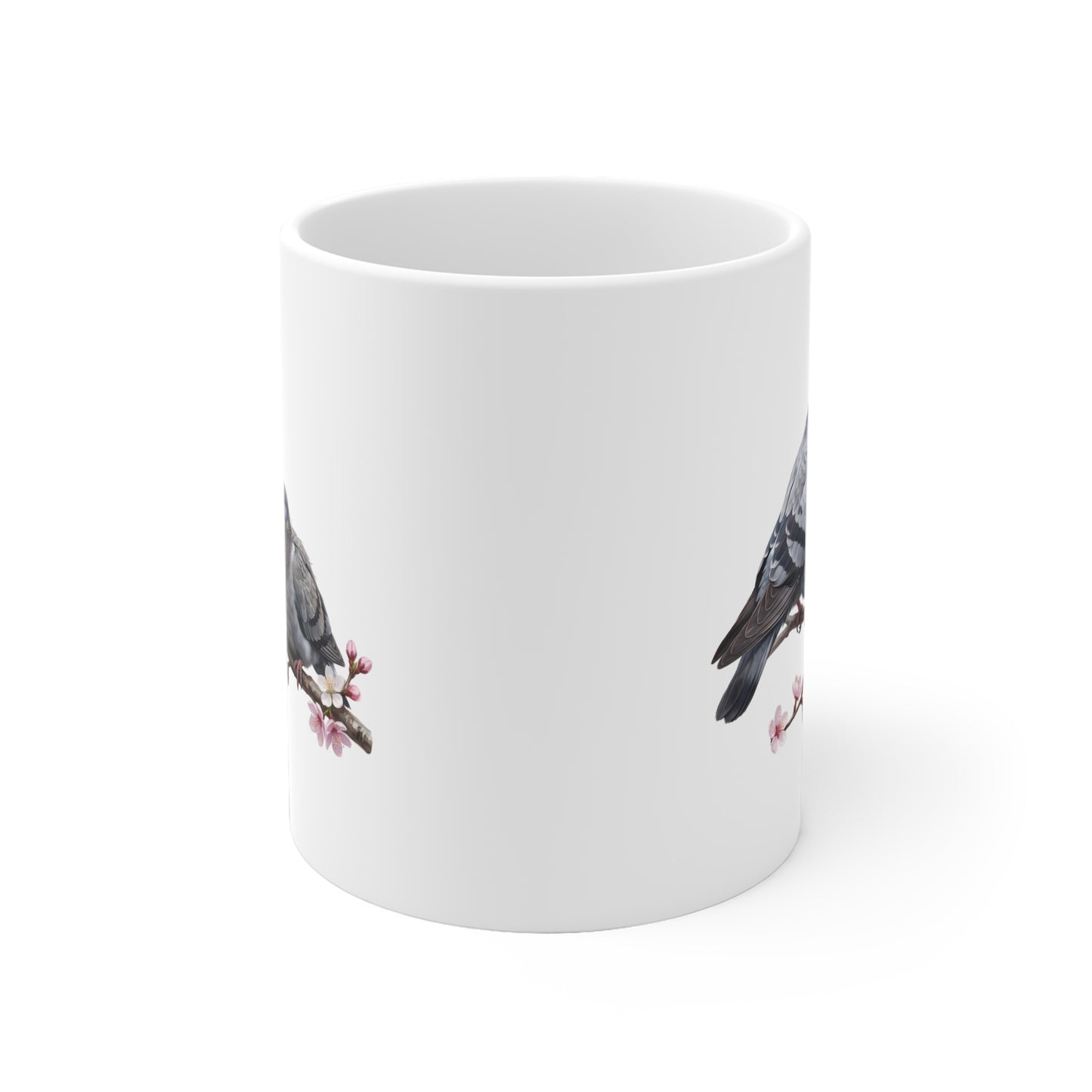 Taube mit Ästling Premium Keramiktasse | Geschenk für Vogelbeobachter
