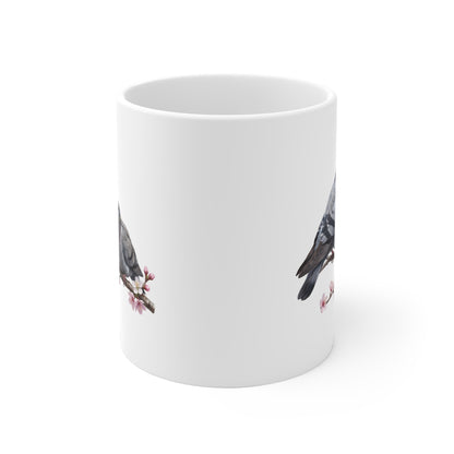 Taube mit Ästling Premium Keramiktasse | Geschenk für Vogelbeobachter
