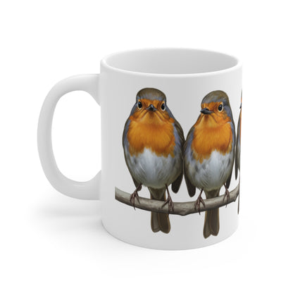 Rotkehlchen Tasse Vögel auf einem Ast Vogelmotiv für Vogelbeobachter und Vogelfreunde
