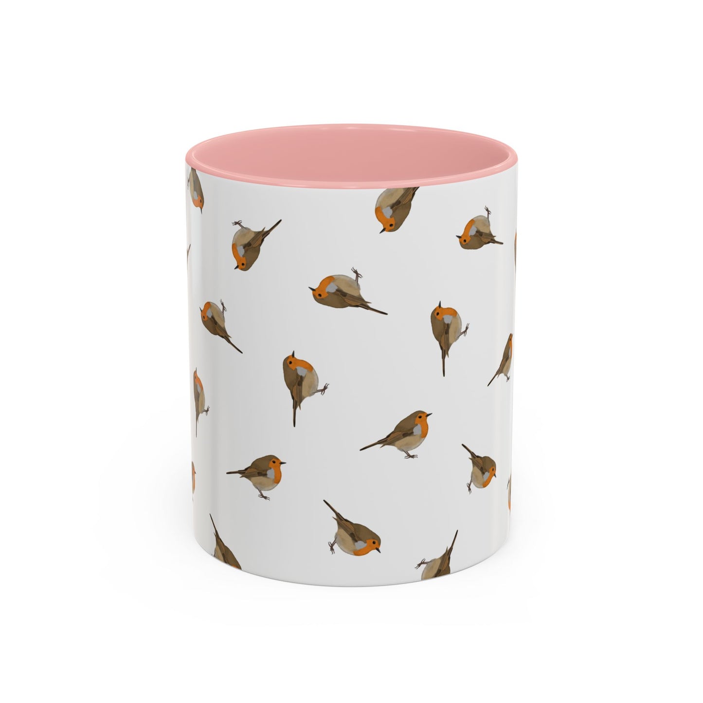 Rotkehlchen Tasse mit Streumuster | Vogelmotiv Kaffeebecher für Vogelbeobachter & Naturfreunde – Accent Coffee Mug,