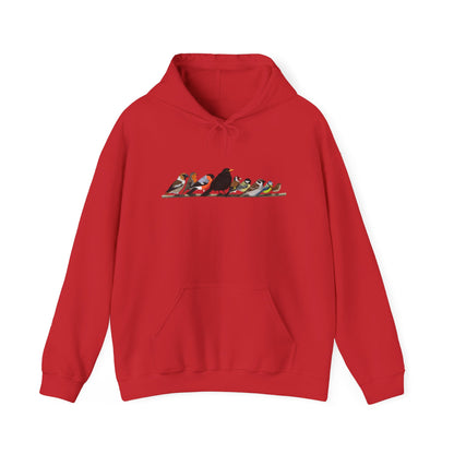 Vögel auf einem Ast Hoodie - Amsel Rotkehlchen Kohlmeise Stieglitz Kapuzenpullover für Vogelbeobachter & Naturliebhaber