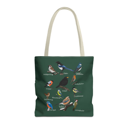 Heimische Gartenvögel Vogelkunde Tragetasche – Accessories und All Over Print Stil