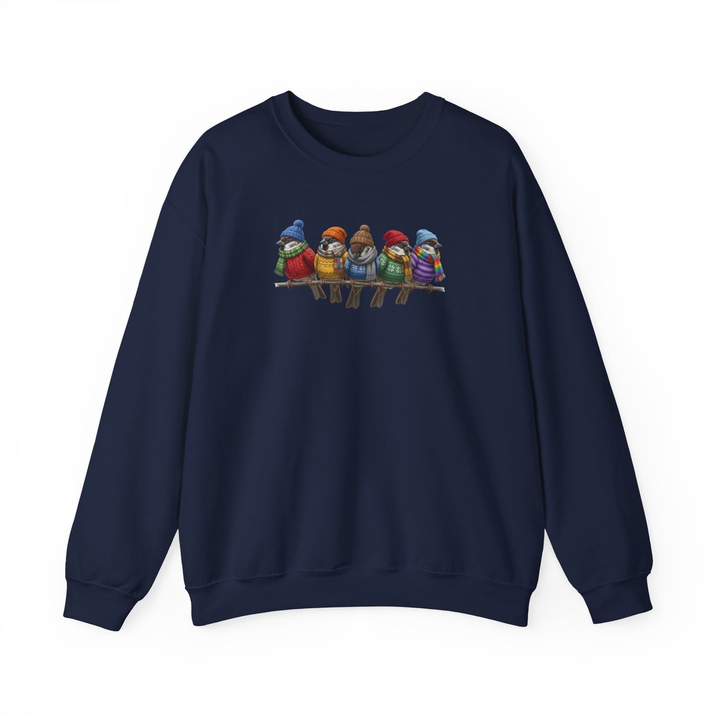 Spatzen in Strick Winter-Sweatshirt | Unisex Vogel Sweater für Vogelfreunde & Vogelbeobachter