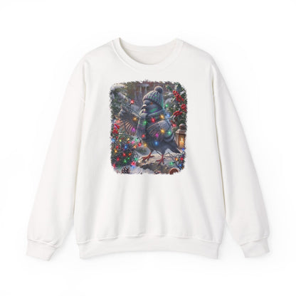 Premium Sweatshirt Taube und die Lichterkette im winterlichen Garten für Vogelfreunde