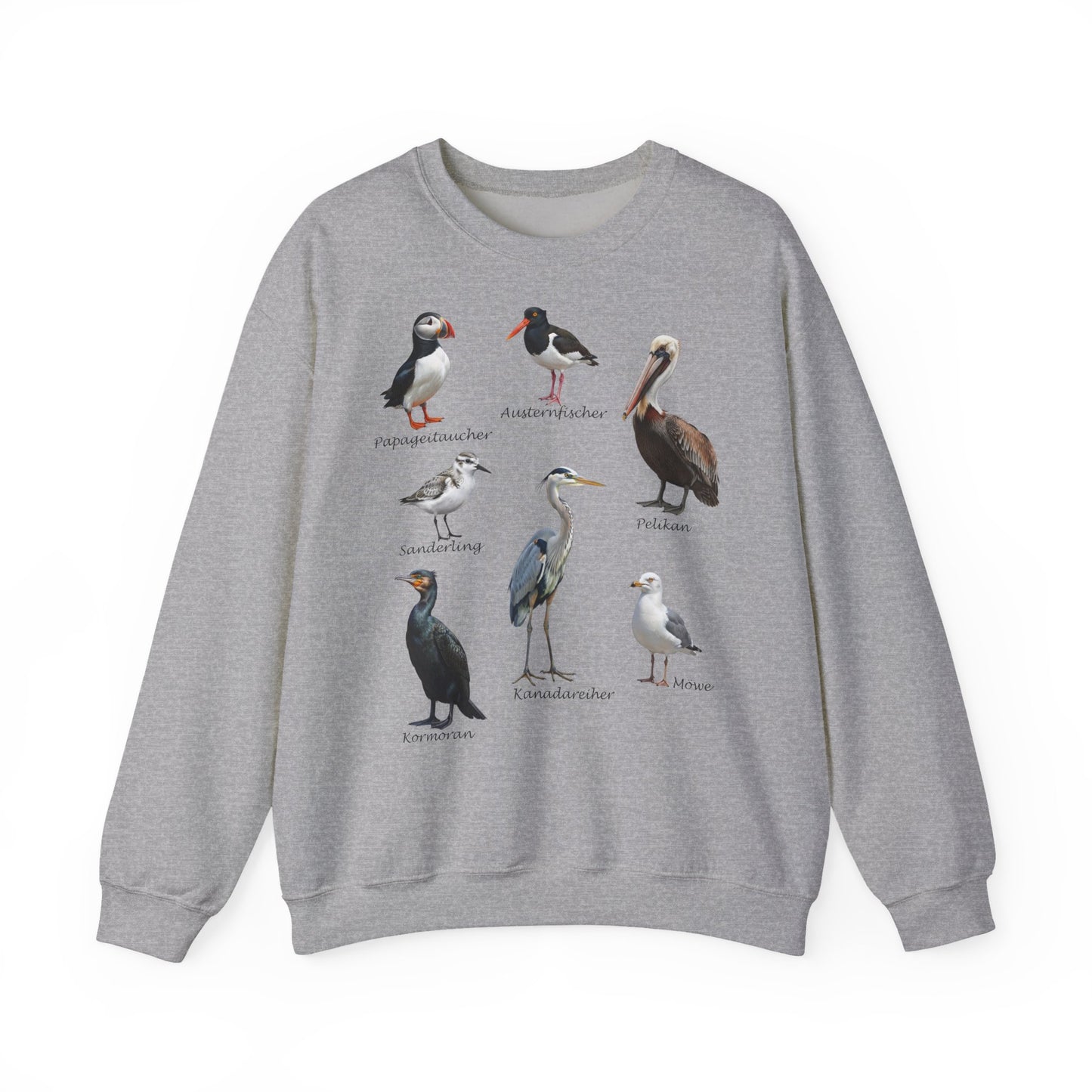 Papageitaucher und Möwe Sweatshirt Vogelmotiv – Animal Graphic Tee Casual Everyday Wear Stil