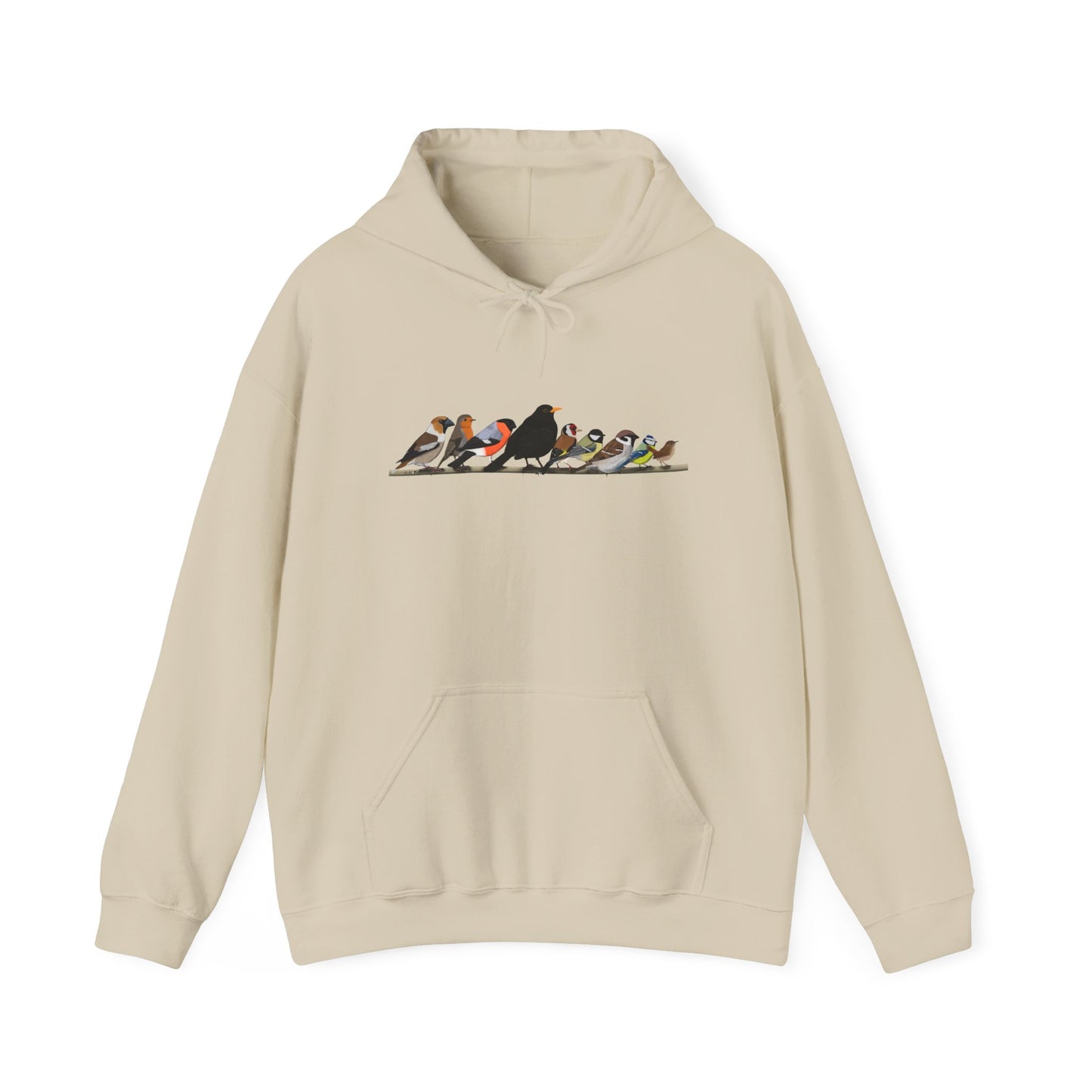 Vögel auf einem Ast Hoodie - Amsel Rotkehlchen Kohlmeise Stieglitz Kapuzenpullover für Vogelbeobachter & Naturliebhaber
