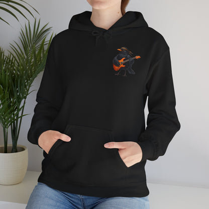 Blacky Amsel mit Gitarre – Premium Band-Hoodie | Die Gartenvögel
