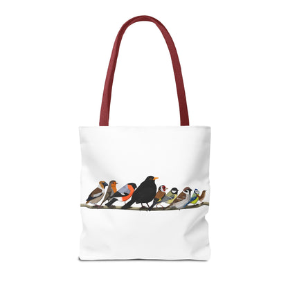 Gartenvögel auf einem Ast Tragetasche 40x40cm Amsel Rotkehlchen Zaunkönig Vogel Tasche