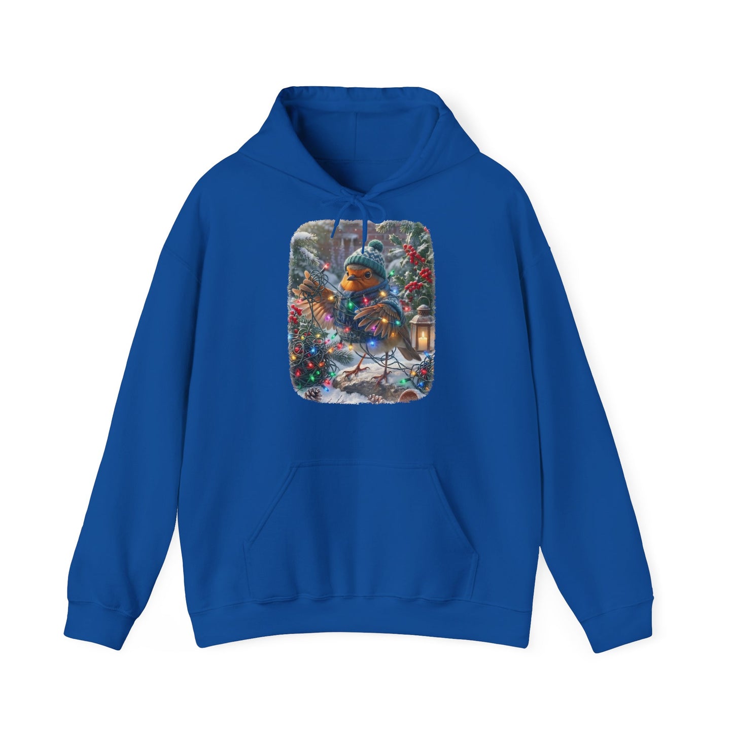 Premium Hoodie Rosi Rotkehlchen und die Lichterkette im Garten