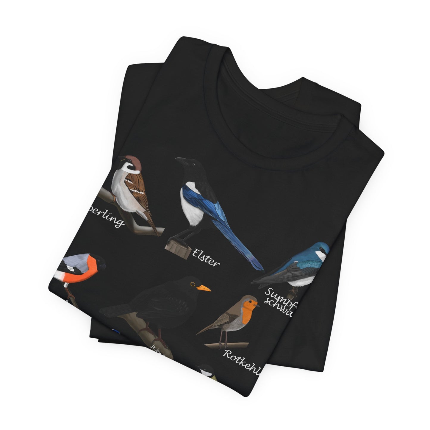 Amsel Rotkehlchen Blaumeise Zaunkönig Vogel T-Shirt für Vogelfreunde und Vogelbeobachter