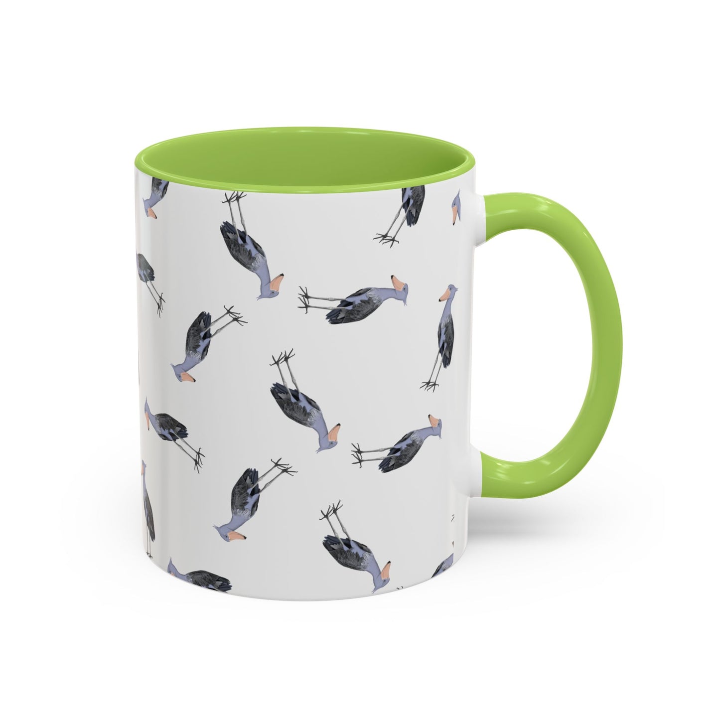 Schuhschnabel Tasse mit Streumuster | Vogelmotiv Kaffeebecher für Vogelbeobachter & Naturfreunde in Purple