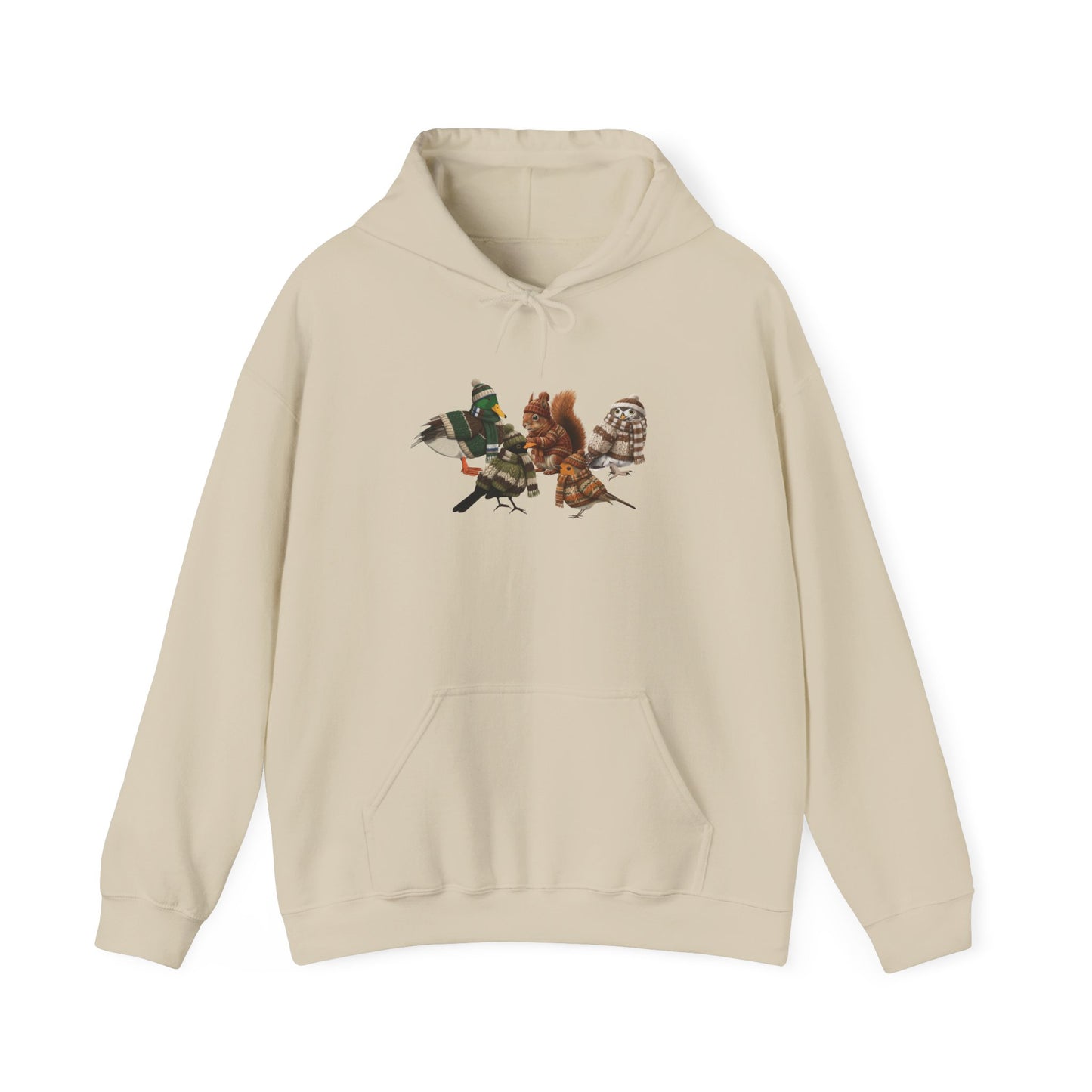 Lustiger Vogelmotiv Winter Hoodie: Die Tier-Gang im Strick-Outfit