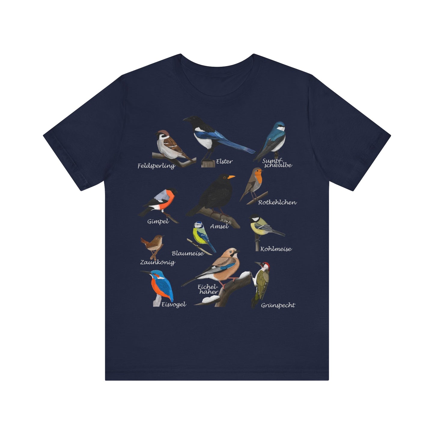 Amsel Rotkehlchen Blaumeise Zaunkönig Vogel T-Shirt für Vogelfreunde und Vogelbeobachter