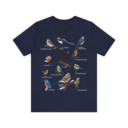 Amsel Rotkehlchen Blaumeise Zaunkönig Vogel T-Shirt für Vogelfreunde und Vogelbeobachter