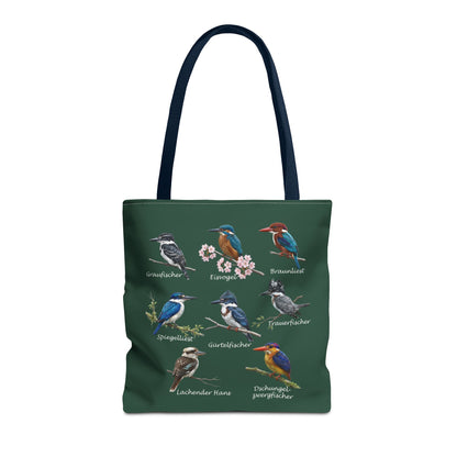 Eisvogel-Arten Vogelkunde Stofftasche in Waldgrün | Shopper & Geschenk für Vogelbeobachter – Accessories, Tragetasche