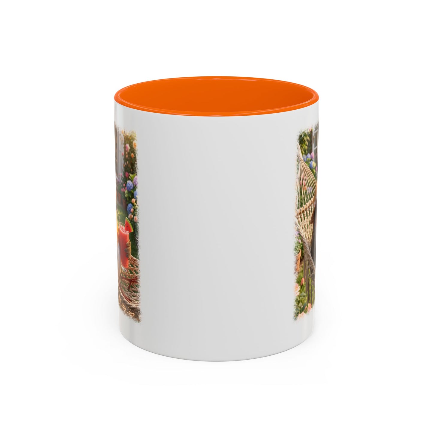 Tasse mit Rotkehlchen Motiv Rosi in der Hängematte für Vogelfreunde