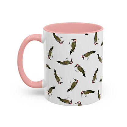 Grünspecht Tasse mit Streumuster | Vogelmotiv Kaffeebecher für Vogelbeobachter & Naturfreunde