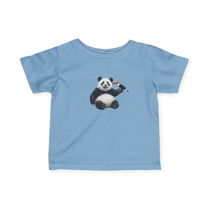 Panda mit Tukan Vogel Tiermotiv T-Shirt für Babys und Kleinkinder