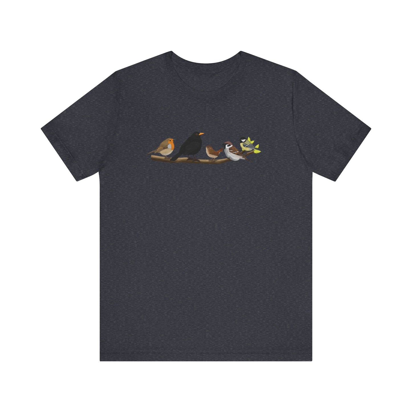 Vögel auf einem Ast T-Shirt Amsel Rotkehlchen Kohlmeise Zaunkönig Spatz Vogel Singvogel