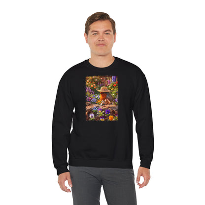 Niedliches Rotkehlchen Sweatshirt beim Blumen gießen | Gemütlicher Garten-Pullover