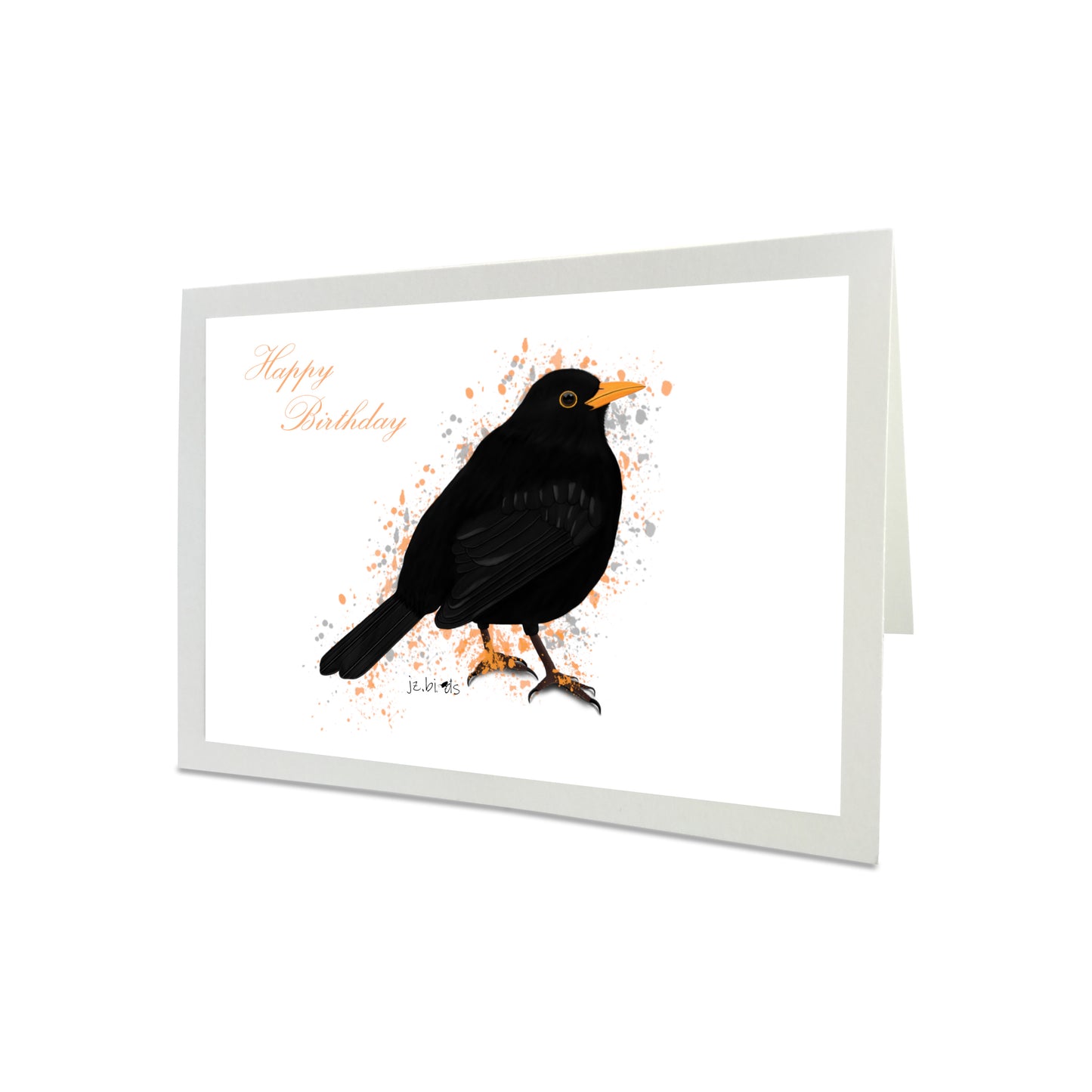 Geburtstagskarte Amsel Vogel Illustration Glückwunschkarte zum Geburtstag Happy Birthday mit Umschlag (Copy)
