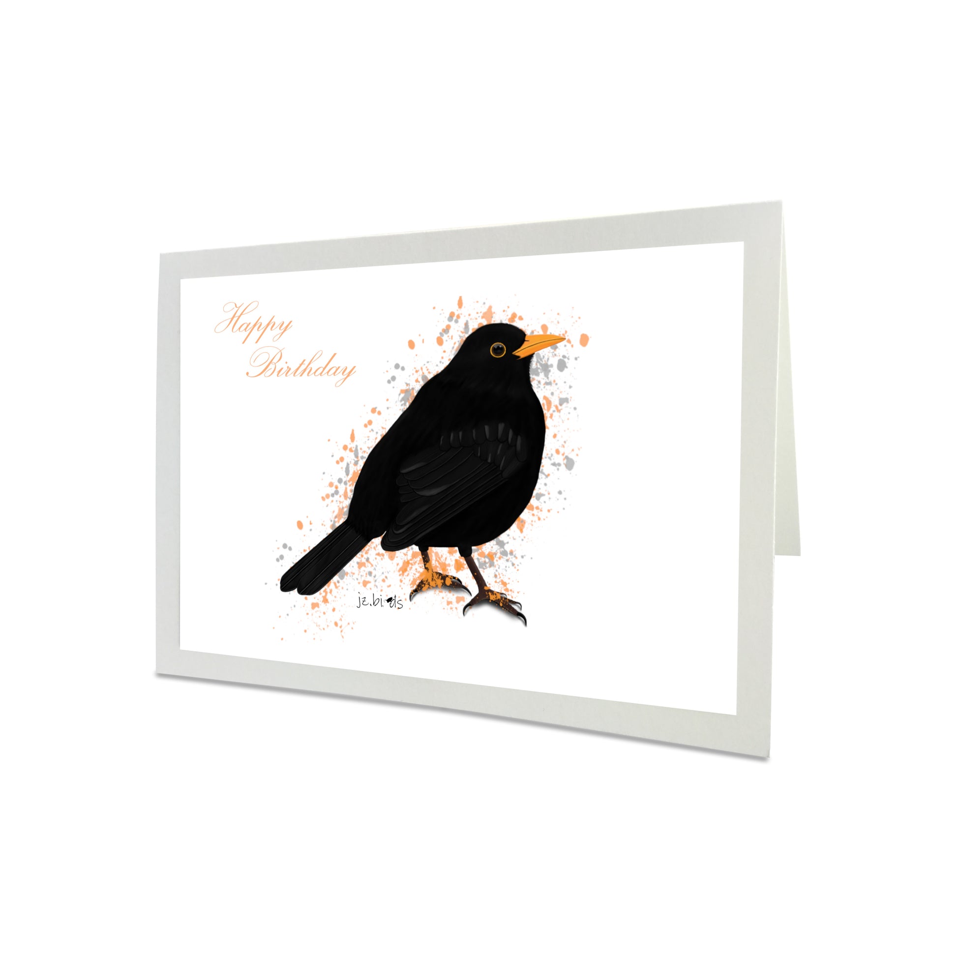 Geburtstagskarte Amsel Vogel Illustration Glückwunschkarte zum Geburtstag Happy Birthday mit Umschlag (Copy)