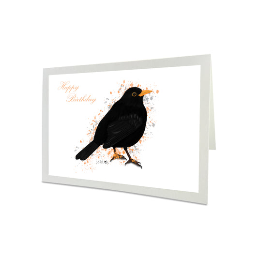 Geburtstagskarte Amsel Vogel Illustration Glückwunschkarte zum Geburtstag Happy Birthday mit Umschlag (Copy)
