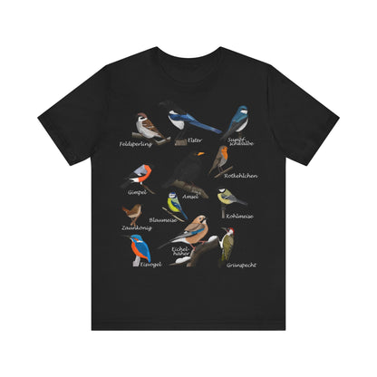 Amsel Rotkehlchen Blaumeise Zaunkönig Vogel T-Shirt für Vogelfreunde und Vogelbeobachter