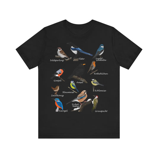 Amsel Rotkehlchen Blaumeise Zaunkönig Vogel T-Shirt für Vogelfreunde und Vogelbeobachter
