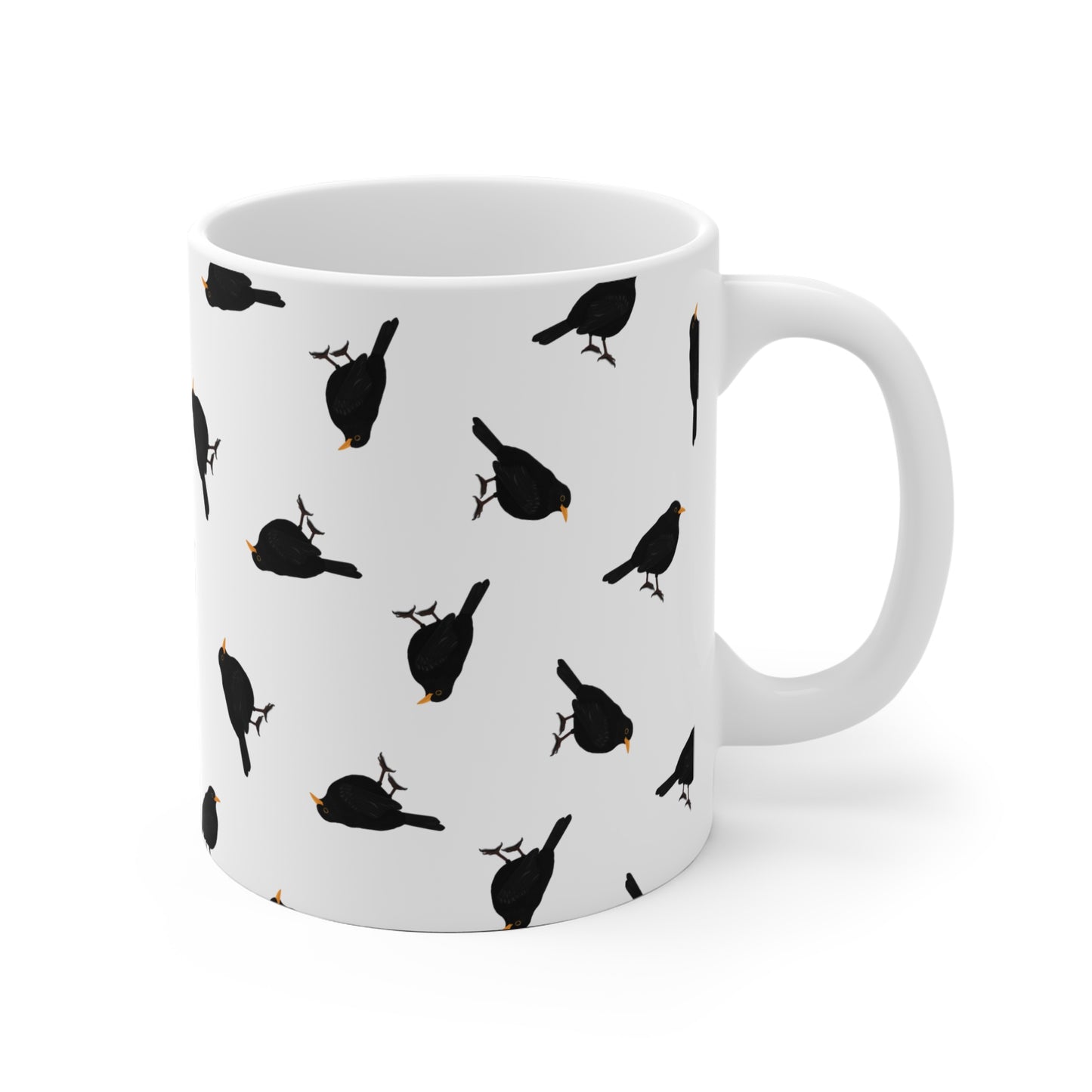 Amsel Tasse mit Streumuster | Vogelmotiv Kaffeebecher für Vogelbeobachter & Naturfreunde