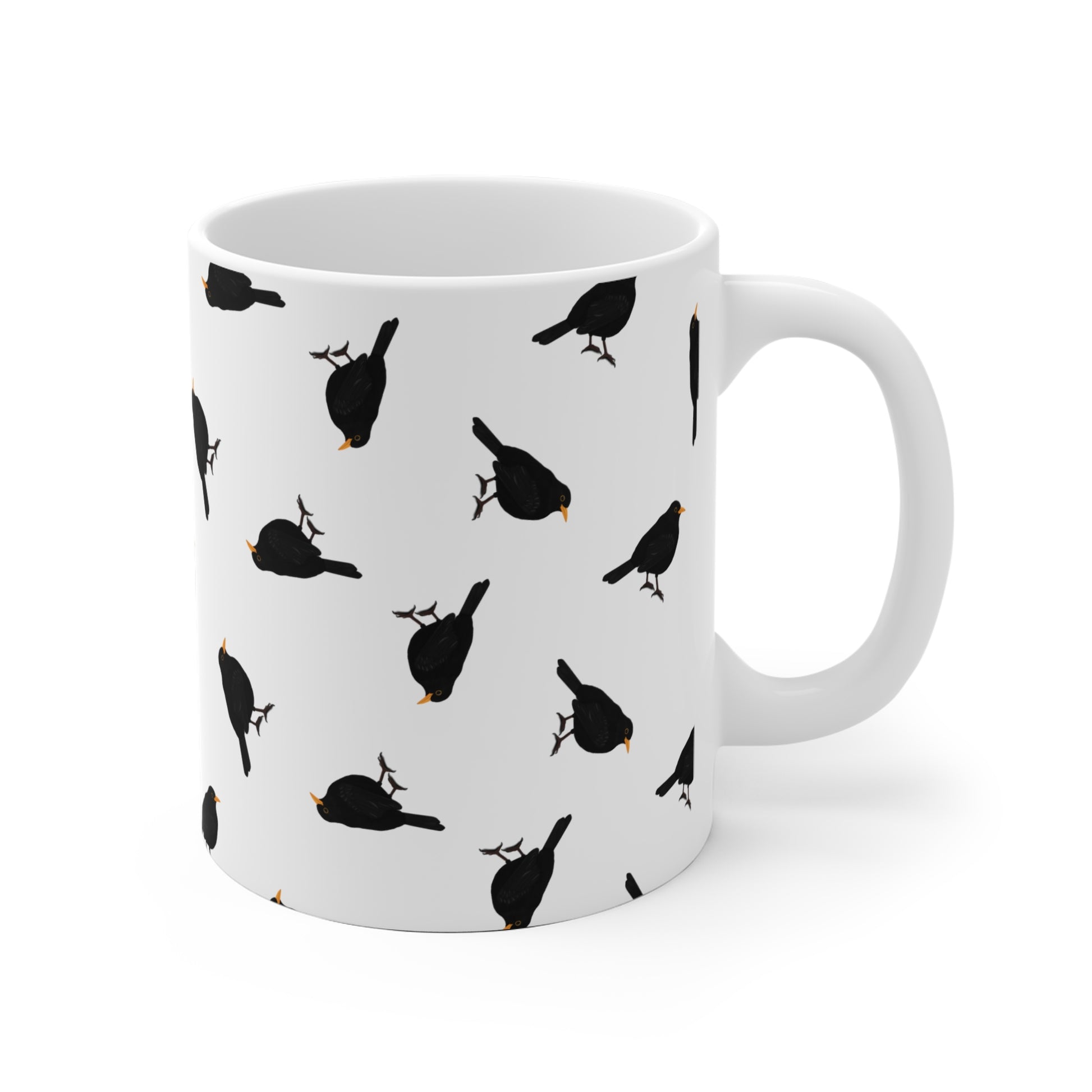 Amsel Tasse mit Streumuster | Vogelmotiv Kaffeebecher für Vogelbeobachter & Naturfreunde