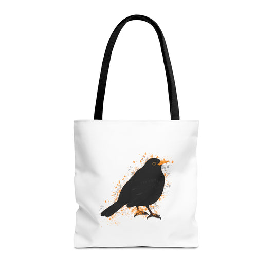 Amsel Tragetasche 40x40cm Vogel Tasche Weiß für Vogelbeobachter
