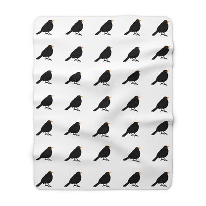 Amsel Vogel Fleece Sherpa Decke (150x200 cm) – Extra Dick, Kuschelweich & Gemütlich