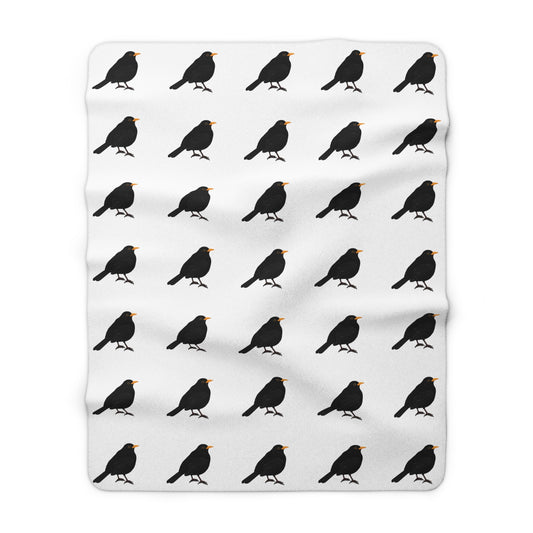 Amsel Vogel Fleece Sherpa Decke (150x200 cm) – Extra Dick, Kuschelweich & Gemütlich
