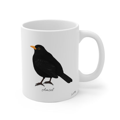 Amsel Vogel Tasse Weiß für Vogelbeobachter