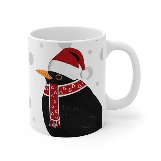 Amsel als Weihnachtsmann Vogel Tasse