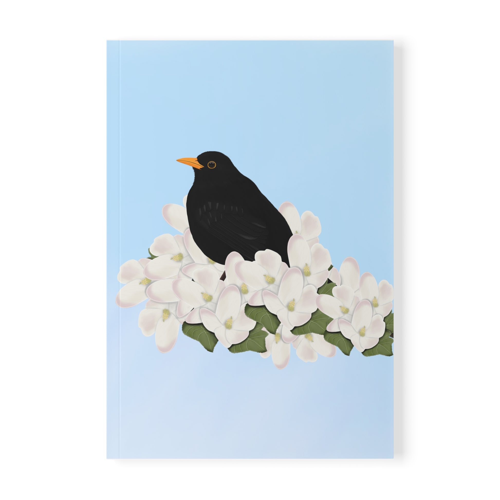 Amsel im Frühling A5 Vogel Softcover Notizbuch 150 Seiten Liniert