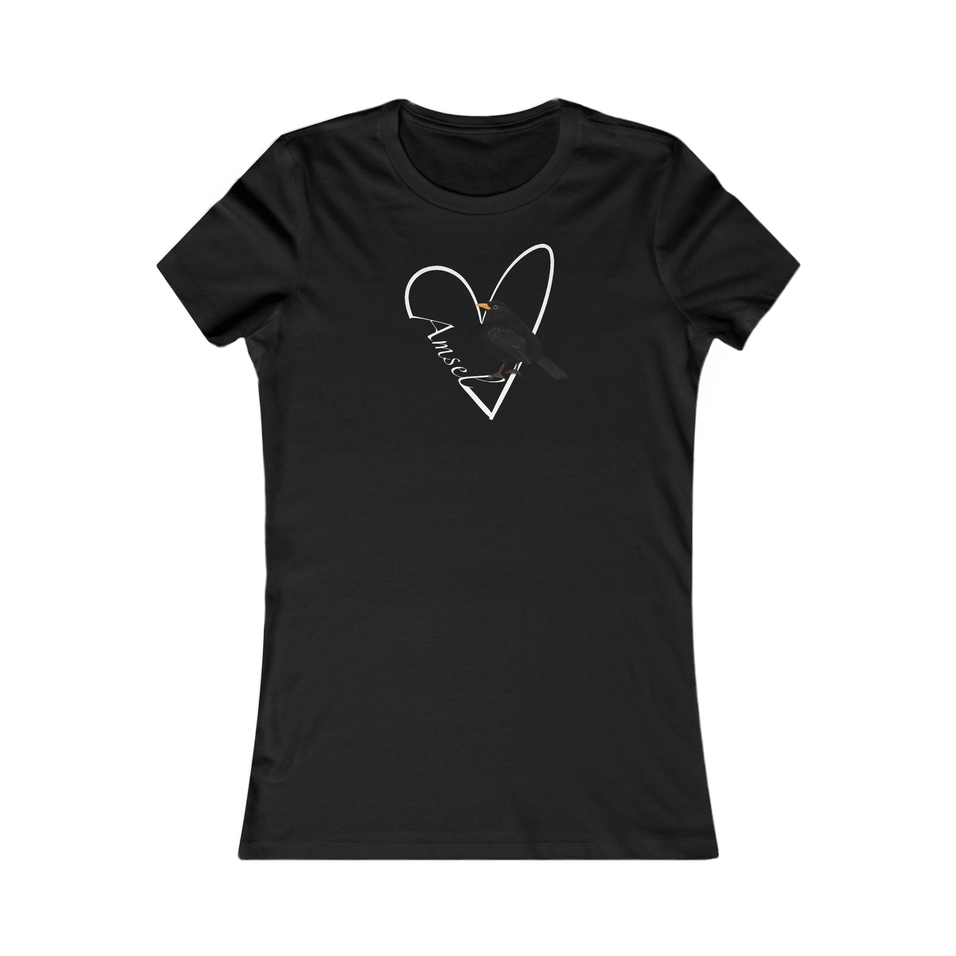 Amsel mit Herz Vogel Frauen T-Shirt für Vogelfreundinnen