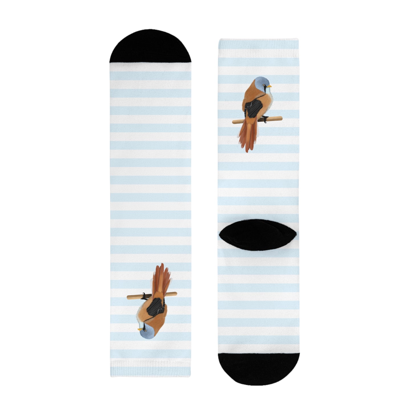 Bartmeise Vogel Socken mit Blau Weißen Streifen für Vogelfreunde & Vogelbeobachter