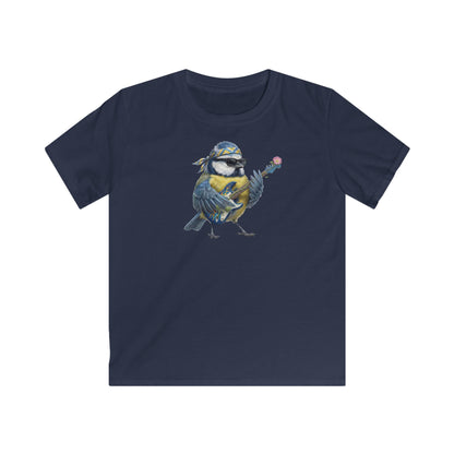Bert Blaumeise Blumen-Gitarre Kinder T-Shirt – Die Gartenvögel Band 2 Merch