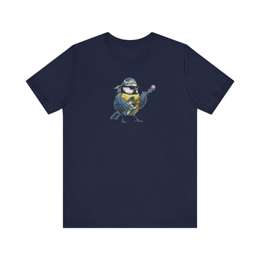 Bert Blaumeise Blumen-Gitarre Premium T-Shirt – Die Gartenvögel Band 2 Merch (Unisex)